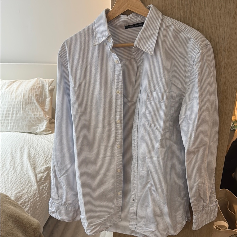 Brandy Melville Blue and White Button Down Shirt